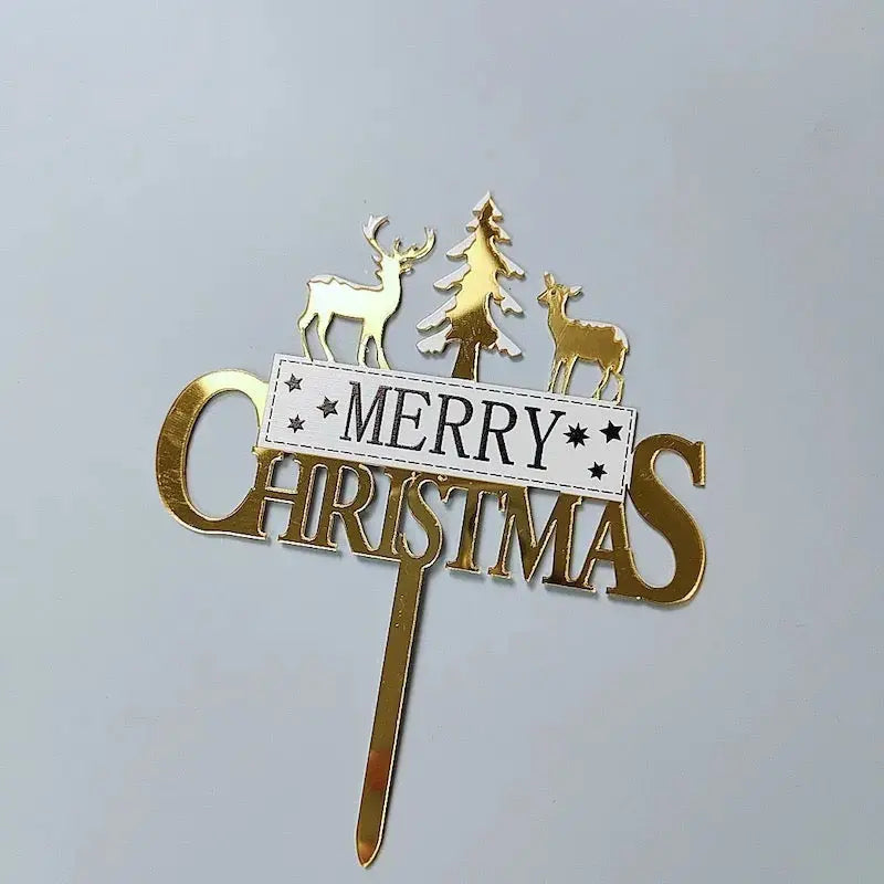 Xmas Party Supplies Cake Topper Acrylic Décor Double Layer Merry Christmas  Santas Workshop Direct