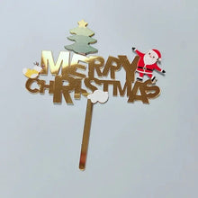 Xmas Party Supplies Cake Topper Acrylic Décor Double Layer Merry Christmas Santas Workshop Direct