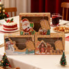 Gift for Her/Him 12pcs of New Creative Cartoon Brown Kraft Paper Window Gift Boxes Measuring 22.0*14.99*6.99 cm, Featuring Santa Claus, Gingerbread Men, Snowmen, And Penguins, Perfect for Christmas Party Gift Boxes Including Strings And Cards