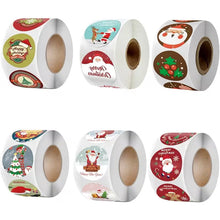 Set of 6 Rolls of 2.5cm Round Self-Adhesive Holiday Labels Featuring 44 Festive Designs for Wrapping, Envelopes, Bags, And Card Crafts (3000 stickers)