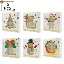 6pcs Christmas chocolate candy goodie paper boxes with window Xmas party favour small gift packaging Gold stamping paper boxes
