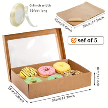 5PCS Large Kraft Grazing Boxes with Clear Lids 360x250x80mm – Charcuterie, Bakery & Food Gift Packaging