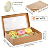 5PCS Large Kraft Grazing Boxes with Clear Lids 360x250x80mm – Charcuterie, Bakery & Food Gift Packaging