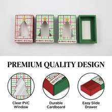 Gift for Her/Him 12/24pcs Christmas Gift Boxes with Christmas Tree Clear Window, Red Green Plaid Slide Drawer Holiday Packaging Boxes, Xmas Decorative Present Boxes for Holiday Party Favors & Gift Giving