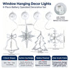 PRE ORDER 4pcs, Christmas Hanging Suction Cup LED Ornaments, Party Packs, Christmas Decorations, Polaris Snowflake Tree Bell Shaped String Lights, Window, Curtain, Battery Powered, Party Decorations, Christmas Lights, (Battery Not Included)