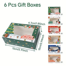Christmas 2 cupcake box (Blue, beige Red & Green) bakery cupcake Box 6pcs