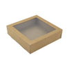 3pk Medium Square Kraft Grazing Box with Window Lid (22.5 x22.5 x 6cm)