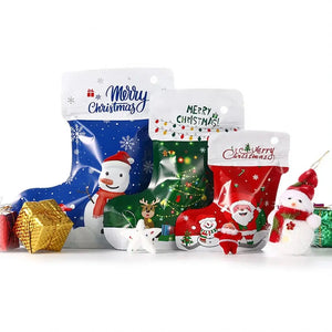 Green medium Christmas plastic stocking candy /cookie Bags x 10pcs  Santas Workshop Direct