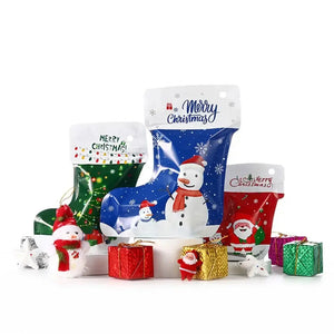 Green medium Christmas plastic stocking candy /cookie Bags x 10pcs Santas Workshop Direct