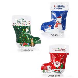 Green medium Christmas plastic stocking candy /cookie Bags x 10pcs Santas Workshop Direct