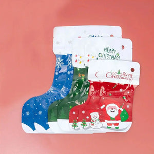 Green medium Christmas plastic stocking candy /cookie Bags x 10pcs Santas Workshop Direct