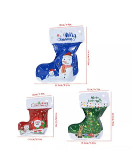 Green medium Christmas plastic stocking candy /cookie Bags x 10pcs Santas Workshop Direct