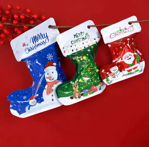  Green medium Christmas plastic stocking candy /cookie Bags x 10pcs Santas Workshop Direct