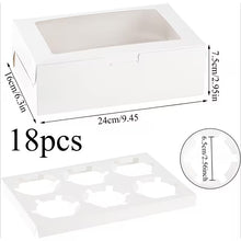White Paper Cupcake Box | 18pcs with Insert And Window Hold 6 Standard Cupcakes, Cupcake Carrier Container, Bakery Muffin Box for Pastry, Cookies, Birthday, Mother'S Day, Wedding Party