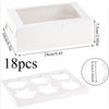 White Paper Cupcake Box | 18pcs with Insert And Window Hold 6 Standard Cupcakes, Cupcake Carrier Container, Bakery Muffin Box for Pastry, Cookies, Birthday, Mother'S Day, Wedding Party