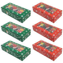 6pcs Christmas Window Long Rectangular Paper Cake Box, Red And Green 2 Styles of Christmas Snowflake Printed Gift Box, Transparent Window Design, Printed with Merry Christmas Slogan And Snowflake Patterns, Suitable for Christmas Parties