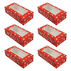 6pcs Christmas Window Long Rectangular Paper Cake Box, Red And Green 2 Styles of Christmas Snowflake Printed Gift Box, Transparent Window Design, Printed with Merry Christmas Slogan And Snowflake Patterns, Suitable for Christmas Parties