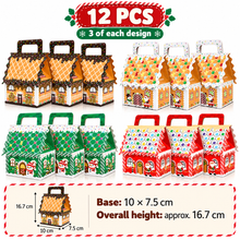 12PCS Christmas House Cookie Bakery Boxes – 16cm Holiday Gift Boxes & Party Favors