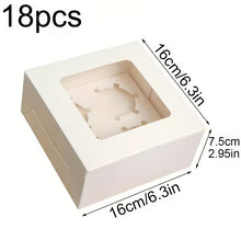 Snap-Fit Square Baker' Box: 18pcs/Pack - Transparent Paper Cake Box Suitable for Cupcakes, Muffins, Pastries - Disposable for Baking for Parties, Weddings, Bakeries