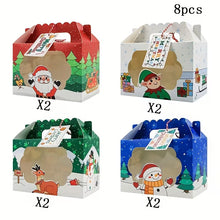 8/16pcs Set, Christmas Hand-Held Window Candy Packaging Gift Box, Kraft Paper Candy Box, Santa Claus Gift Box, Snowman Gift Box, Party Gifts, New Year Decorations, Christmas Decorations, Party Decorations, Party Supplies