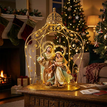 24.5" (63cm) Christmas Holy Family in Gazebo – Large 14" (36cm) Religious Nativity Statue, Handmade Christian Christmas Decoration & Holiday Centrepiece