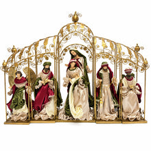 PRE ORDER 12" Handmade Christmas Nativity Set in 24" Gold Gazebo – Large Holy Family, Angel & Three Wise Men Religious Christmas Display PRE ORDER