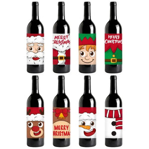 8pcs/pack Christmas Decoration Wine Bottle Stickers, Party Red Wine Bottle Self-adhesive Stickers x 8 pcs Santas Workshop Direct