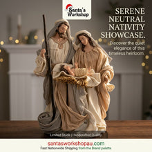 12.5"Beige white Christmas Nativity Ornament Holy Family with manger- 35cm approx
