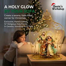 24.5" (63cm) Christmas Holy Family in Gazebo – Large 14" (36cm) Religious Nativity Statue, Handmade Christian Christmas Decoration & Holiday Centrepiece