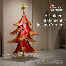 44.5in (114cm) Luxury Red & Gold Christmas Tree Decoration – Designer Holiday Home Decor, Festive Seasonal Display