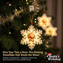 1PC Christmas Snowflake Santa LED Hanging Ornament – Battery Powered Christmas Tree Decoration, Santa Claus Snowflake Holiday Décor