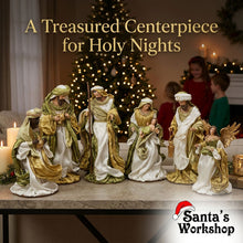 🎄 Green Handmade Christmas Nativity Set with Manger (35–50cm) – Holy Family with Angel Religious Scene, Christian Christmas Home Decor & Holiday Gift ✨
