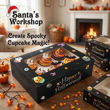 6PCS Halloween 6-Hole Cupcake Boxes with Window |  Treat Gift Packaging