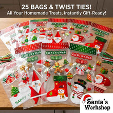 Candy Bags, Snowflake Cellophane Bags Includes 25 Twist Ties, Holiday Party Favors And Gifts