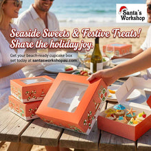 6-Pack Orange Christmas Cupcake Bakery Boxes – Festive Holiday Gift Boxes for Cupcakes, Cookies, Muffins, Pastries & Sweet Treats
