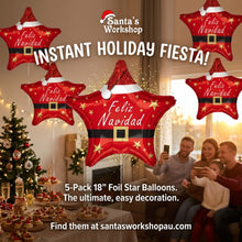 5pcs Christmas Star-Shaped Foil Balloons, 2D Printed Balloons with Christmas Designs, Perfect for Holiday Party Decorations, Party Decor, Christmas, And Birthday Celebrations