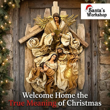 Christmas Religious Holy Family with Angel on 8.25”Holy Family 17.5” (45cm) Stable Wall Decor wreath