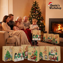 4pcs Christmas Kraft Bag with handle & tags cookie bakery Bag