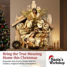 Christmas Religious Holy Family with Angel on 8.25”Holy Family 17.5” (45cm) Stable Wall Decor wreath