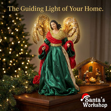 Christmas Religious Angel Ornament 41cm – Green & Red Nativity Figurine, Christian Christmas Home Decor & Holiday Display