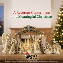 12.75″ Handmade Christmas Nativity Set with Angel & 20.75″ Stable – Large Holy Family Religious Decoration
