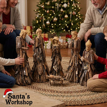 60cm Christmas Religious Handmade Driftwood Nativity Set – Large Rustic Holy Family Christmas Decoration, Christian Nativity Scene & Holiday Centrepiece