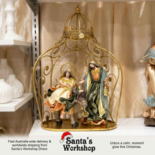 14"(36cm) Christmas Religious Holy Family in Gazebo 24.5"( 63 cm)