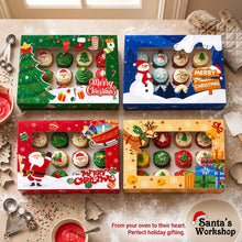 Christmas Theme 12-Hole Cupcake & Cookie Bakery Box – 12PCS Red, Green & Blue Holiday Gift Packaging for Cupcakes, Cookies & Desserts