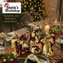 PRE ORDER 12″ Handmade Christmas Nativity Set in 24″ Gold Gazebo – Holy Family & Three Wise Men Religious Display