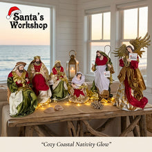 40cm Handmade Red Christmas Nativity Scene with Manger & Angel | Religious Holy Family Christmas Decoration  PRE ORDER