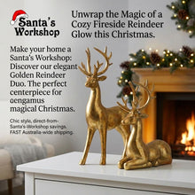 Pre-Order | Luxury Gold Resin Reindeer Ornament Set – Standing & Sitting Reindeer Figurines (30cm  & 22 cm), Elegant Christmas Tabletop Decoration & Holiday Home Décor