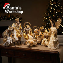 15.5" Christmas Religious Handmade Nativity Set - Holy Family (40 cm) & Three Wise Men (17.5", 45 cm) with Angel (17.25")