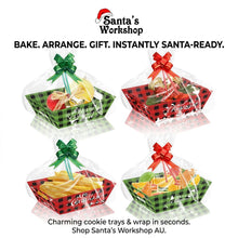 Red Green Christmas Hamper Cookie gift bakery hamper trays with cellophane and ribbon 18x13. 5x9cm