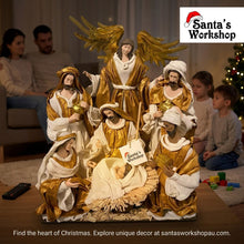 Gold Handmade Christmas Nativity Set with Manger 30–40cm – Religious Holy Family Holiday Decoration (one piece)